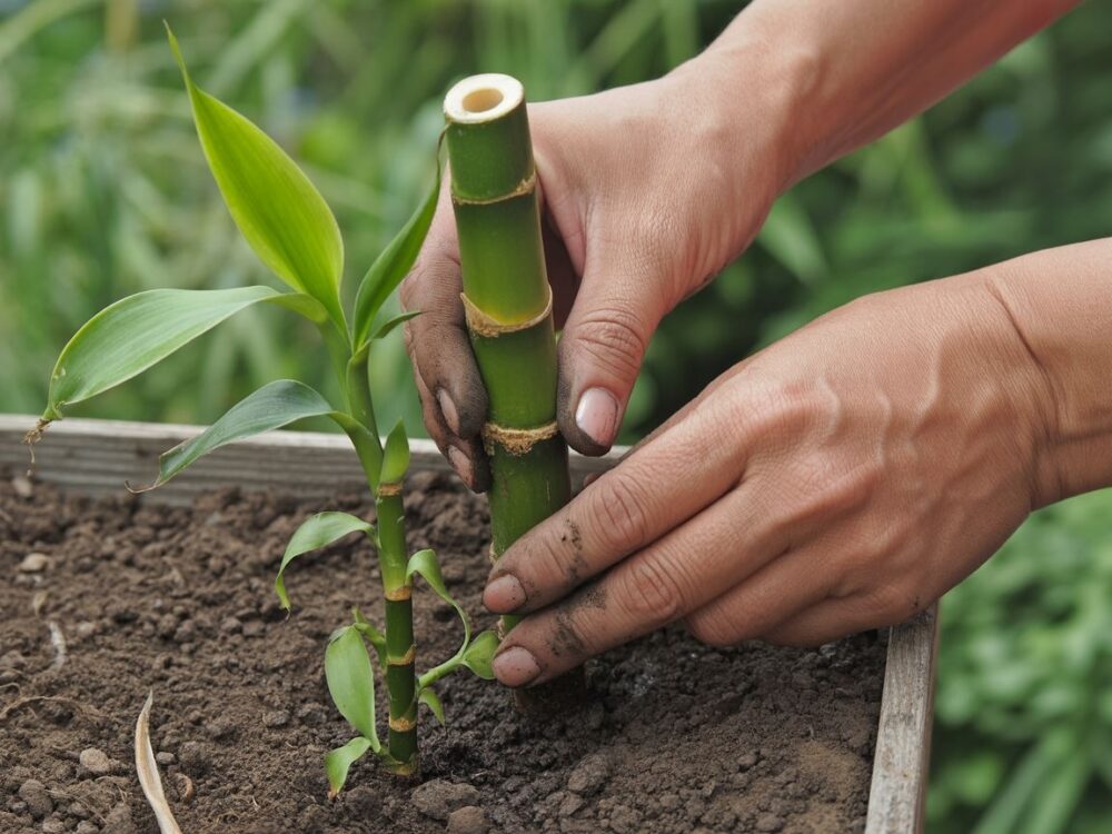 Bambus z młodymi pędami