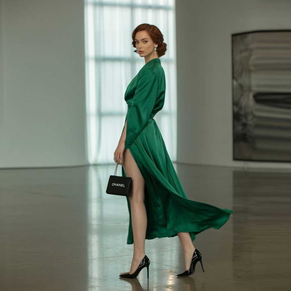 Kobieta w szpilkach i krótkiej sukience