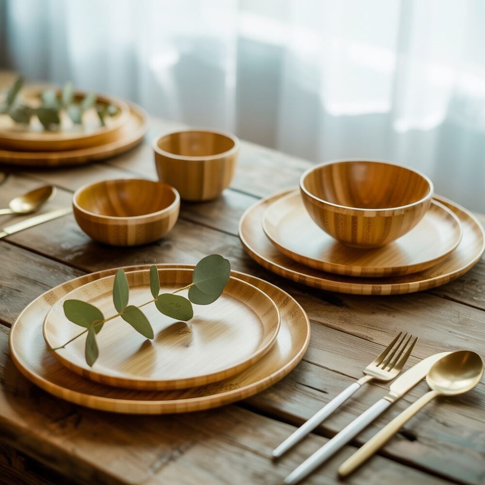 bambusowa miska i talerz