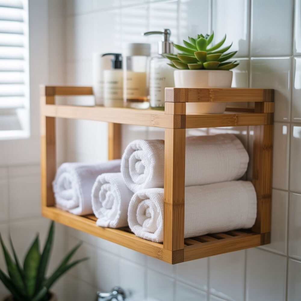 bambusowy regał łazienkowy