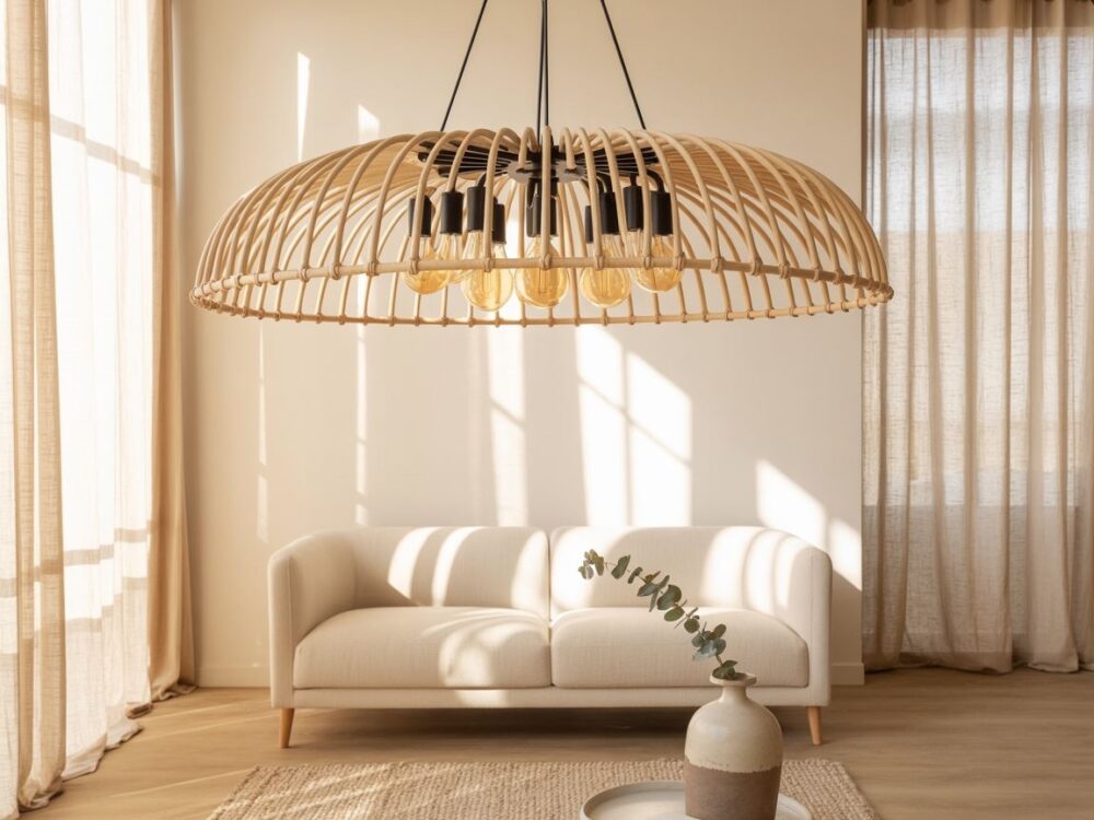 dekoracja sufitowa z rattanu