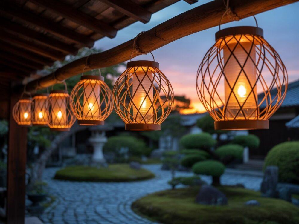 dekoracyjne lampiony z wikliny