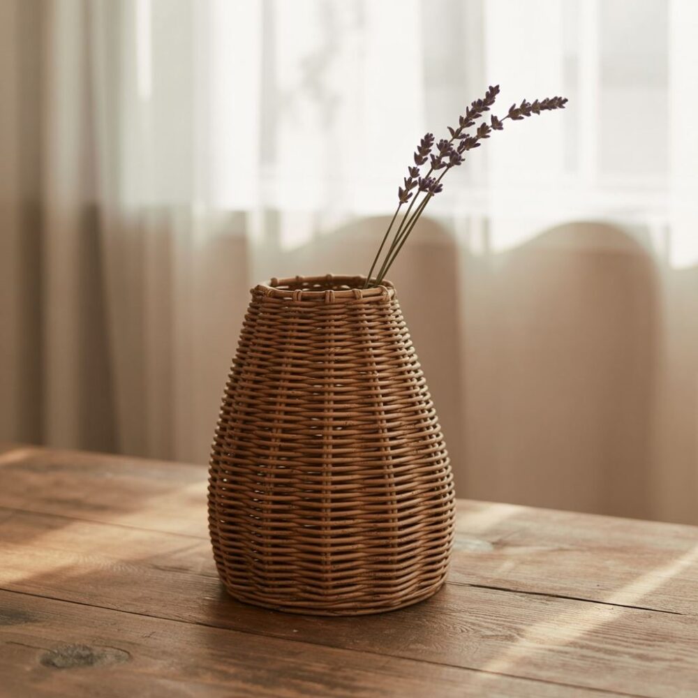 dekoracyjny wazon rattanowy