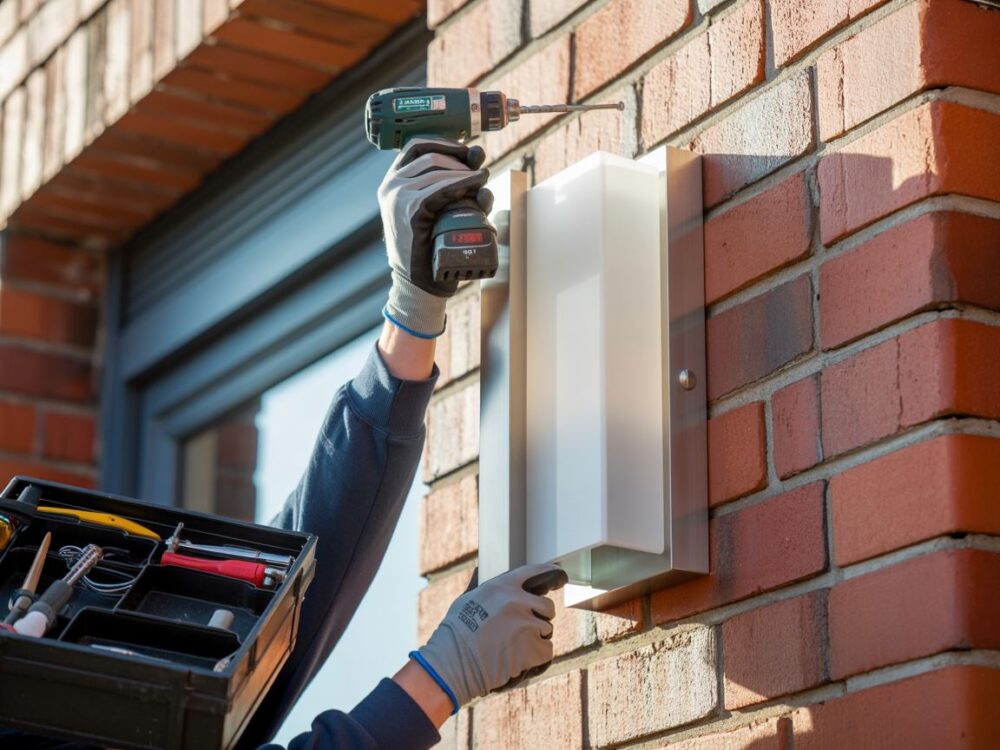 kinkiet na fasadzie budynku