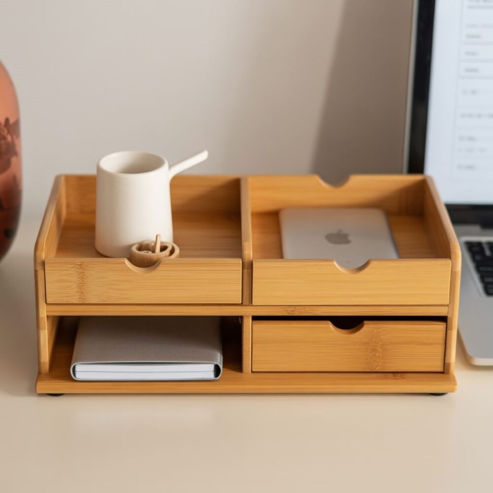 minimalistyczny organizer z bambusa