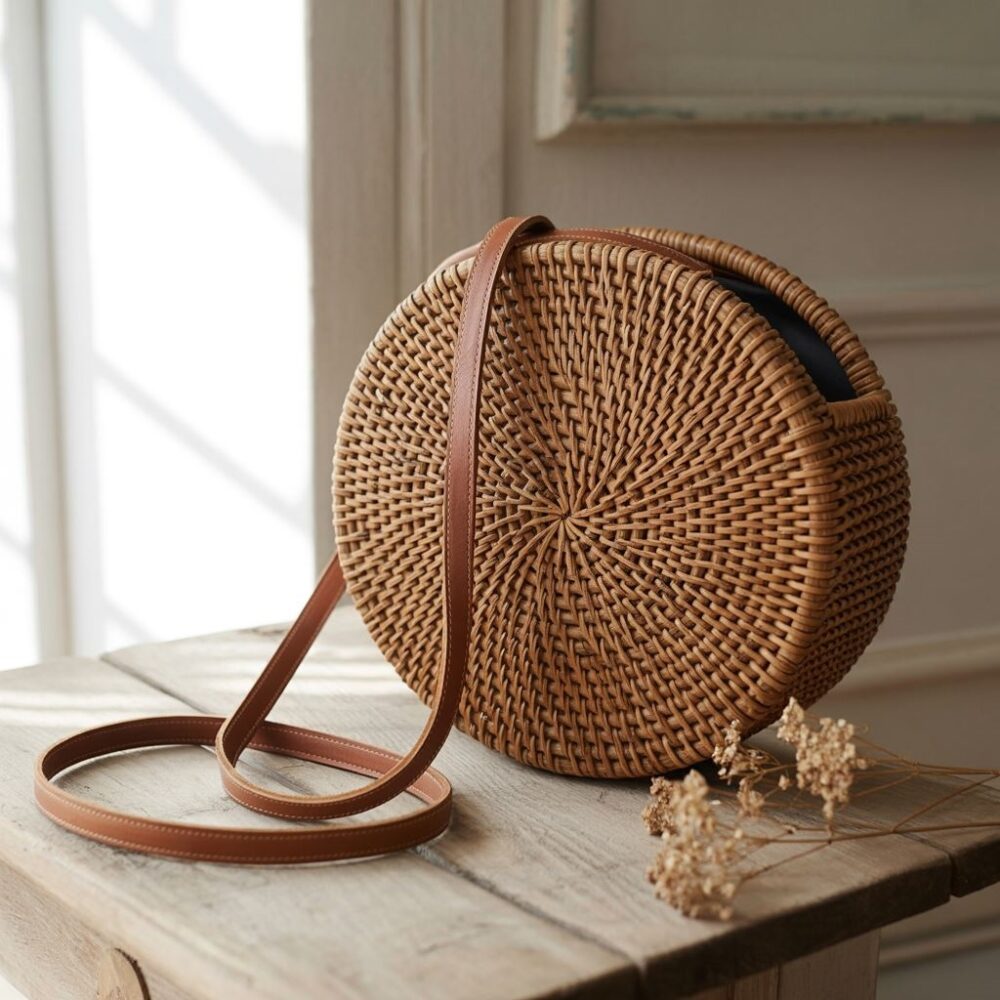 modna torba rattanowa