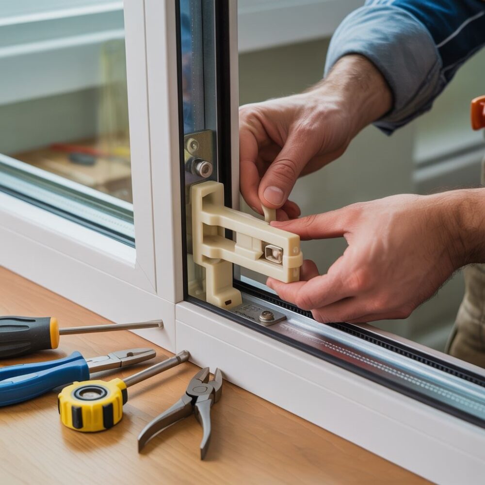 montaż zawiasu w oknie