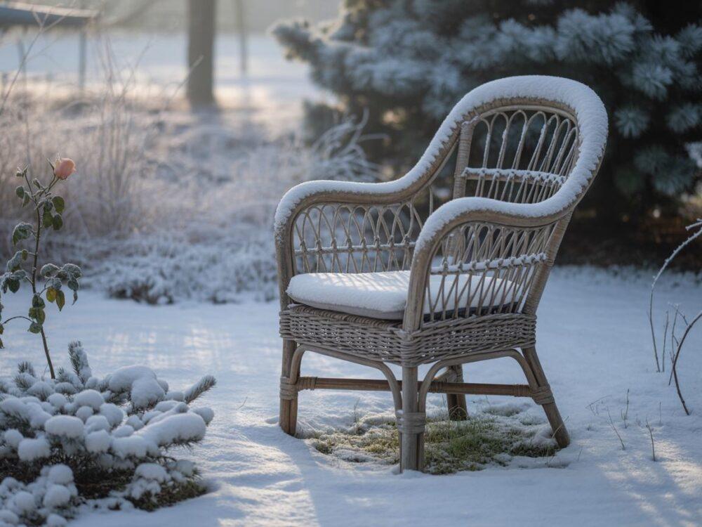 mróz na meblach ogrodowych