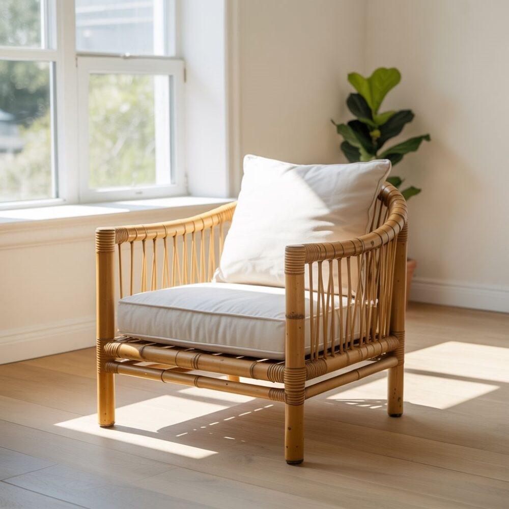 nowoczesny fotel z bambusa