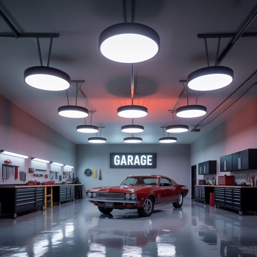 oświetlenie sufitowe w garażu