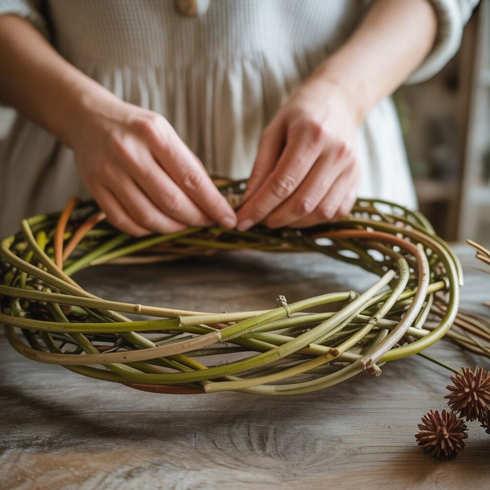 plecenie wianka z wikliny