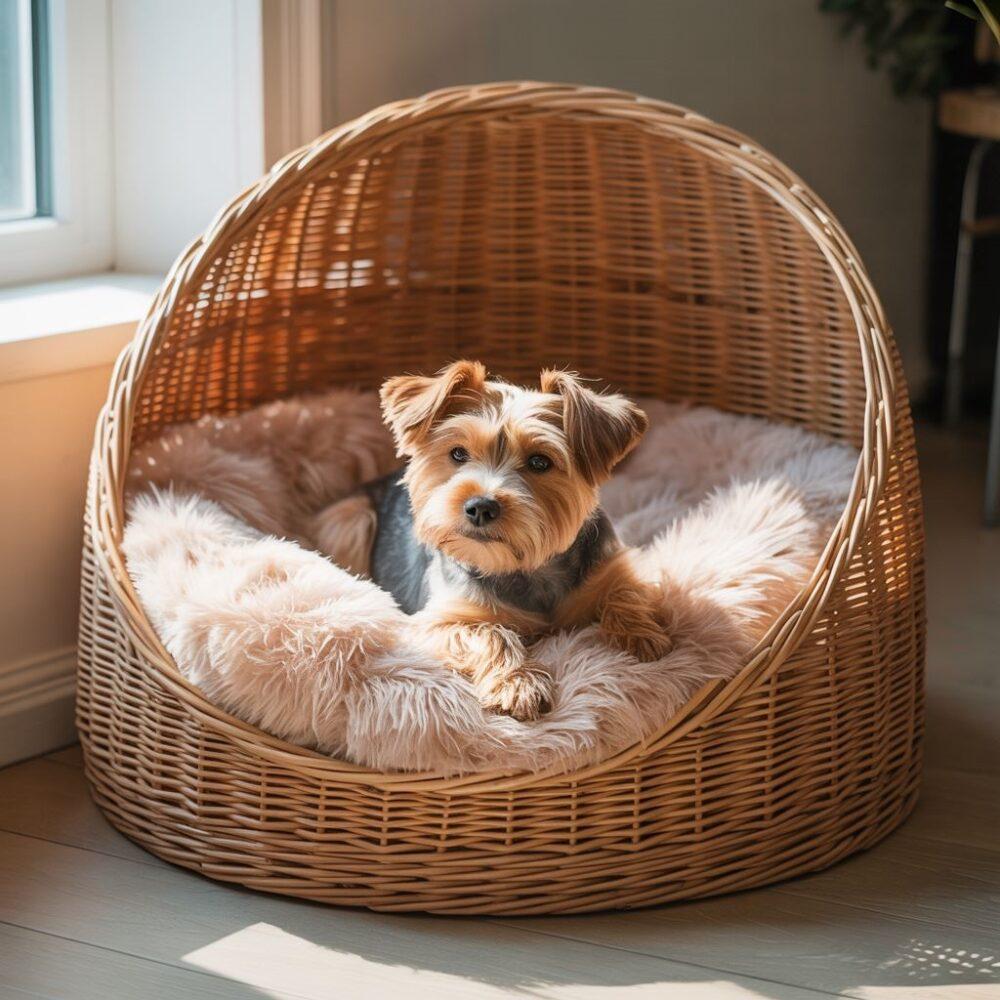 przytulne posłanie z wikliny