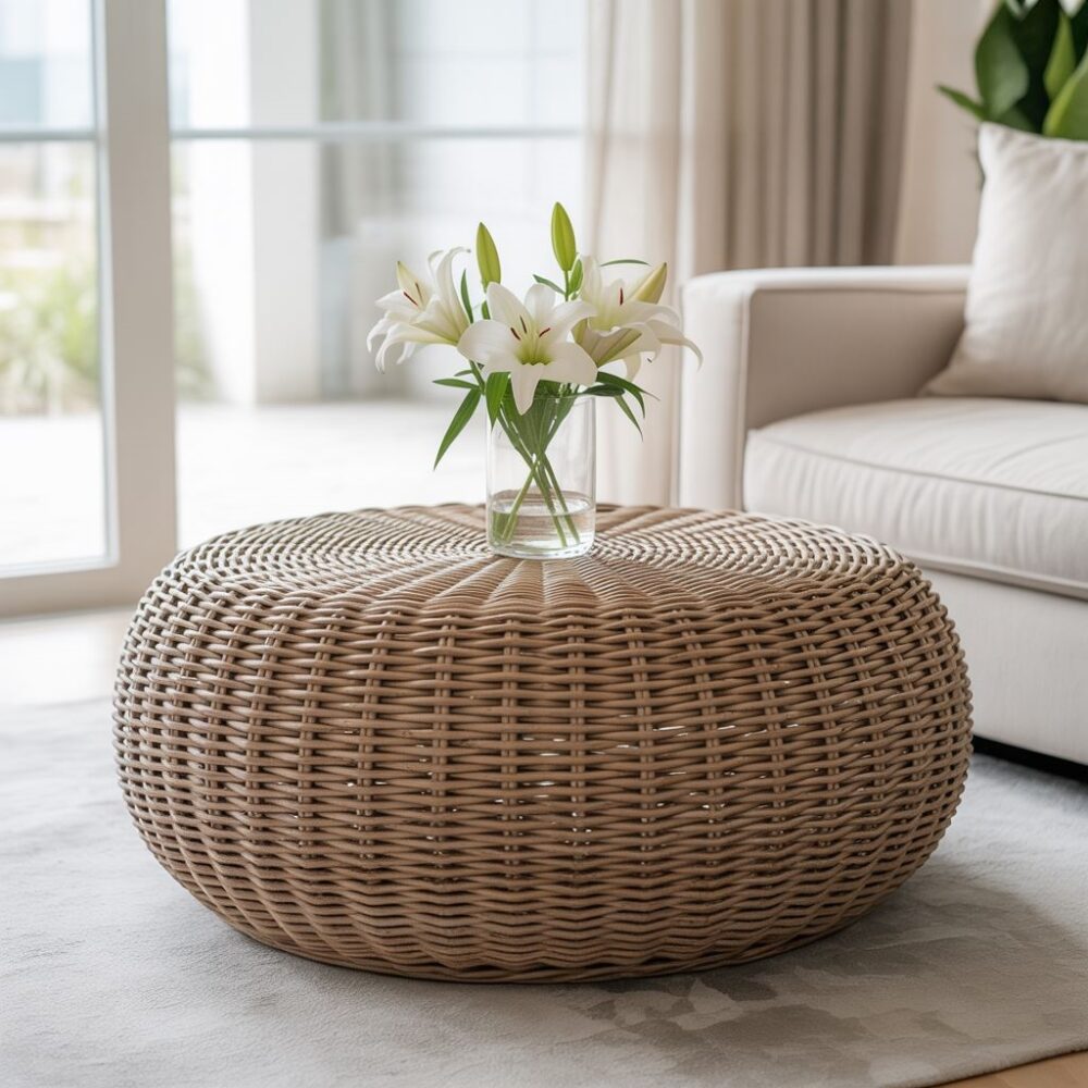 rattanowy mebel ogrodowy w domu