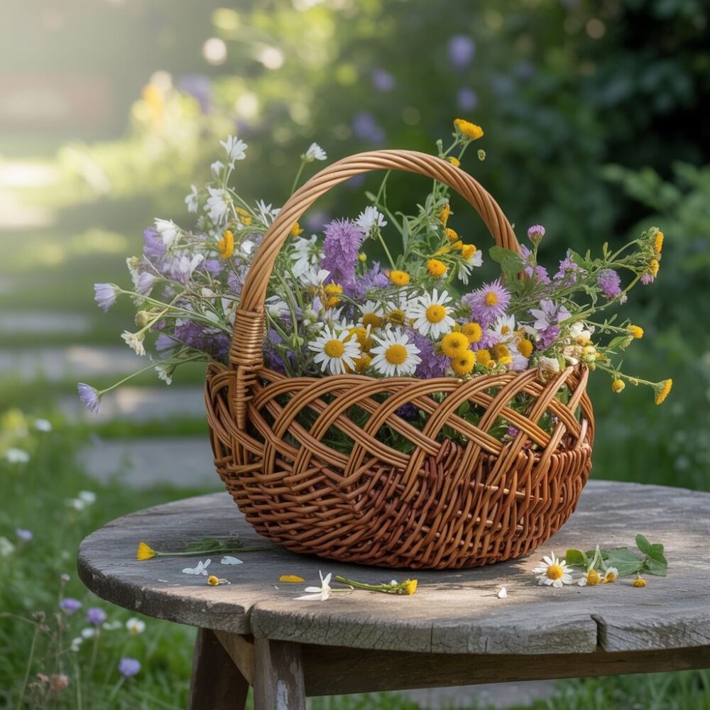 ręcznie robiona dekoracja z wikliny