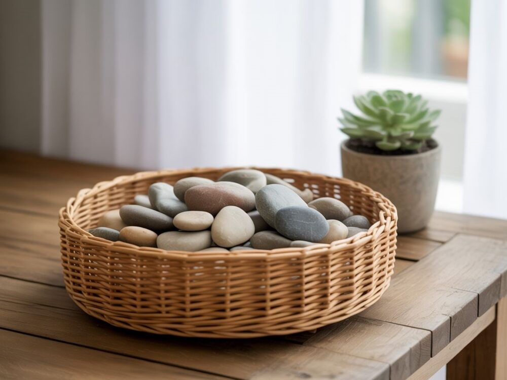 wiklinowa taca na stole