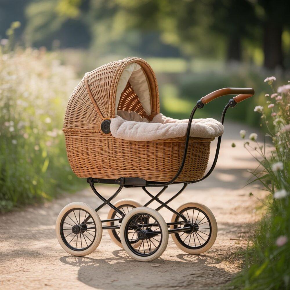 wózek wiklinowy retro
