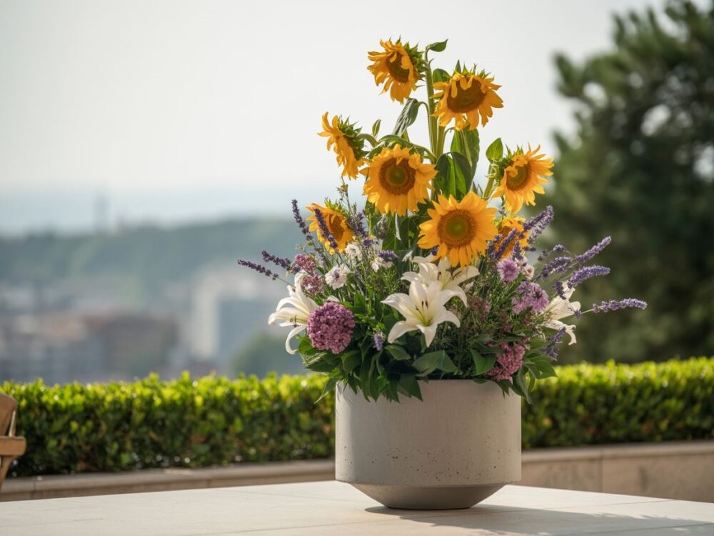 wysokie donice na taras