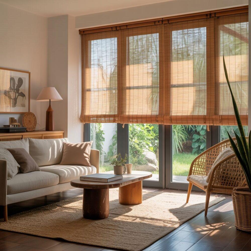 żaluzje bambusowe salon