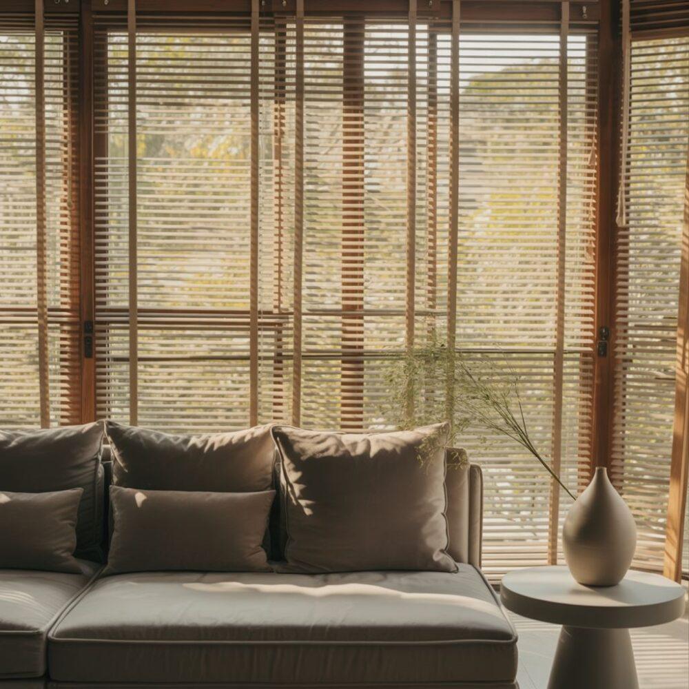żaluzje bambusowe światło
