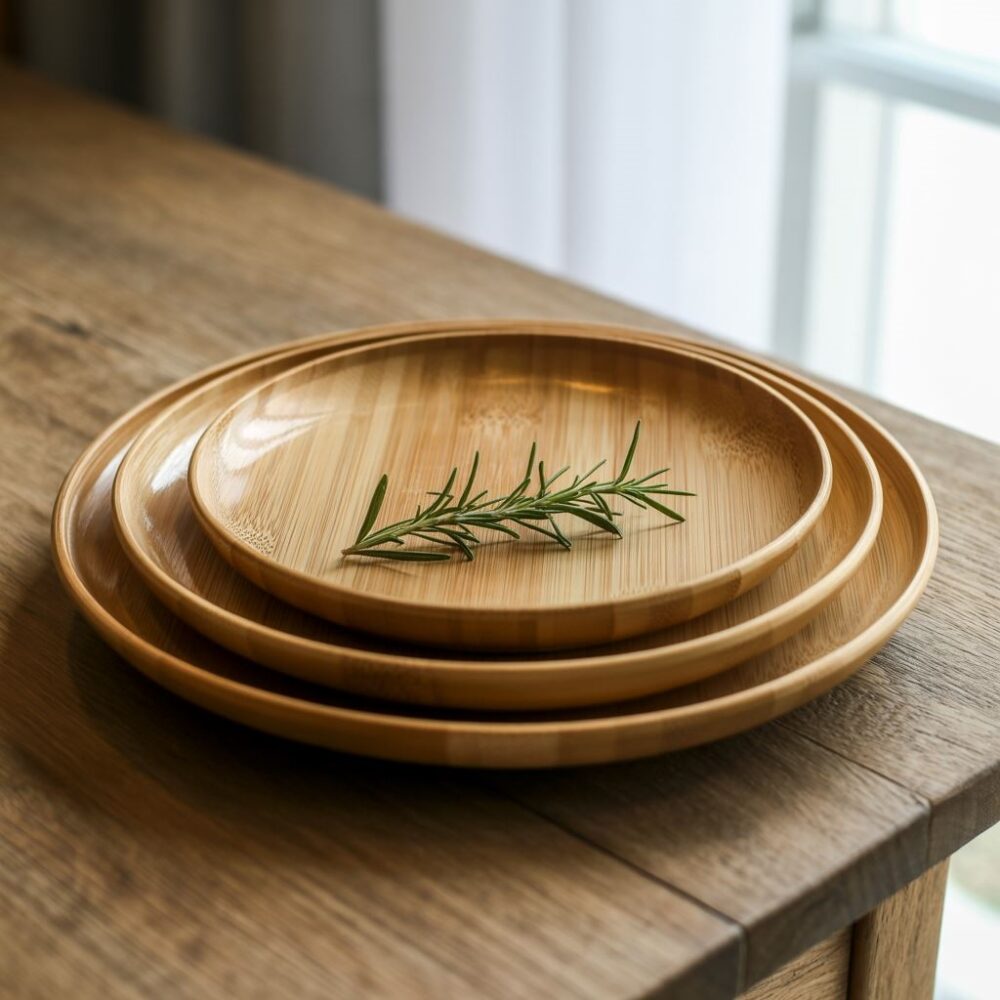 zestaw talerzy bambusowych